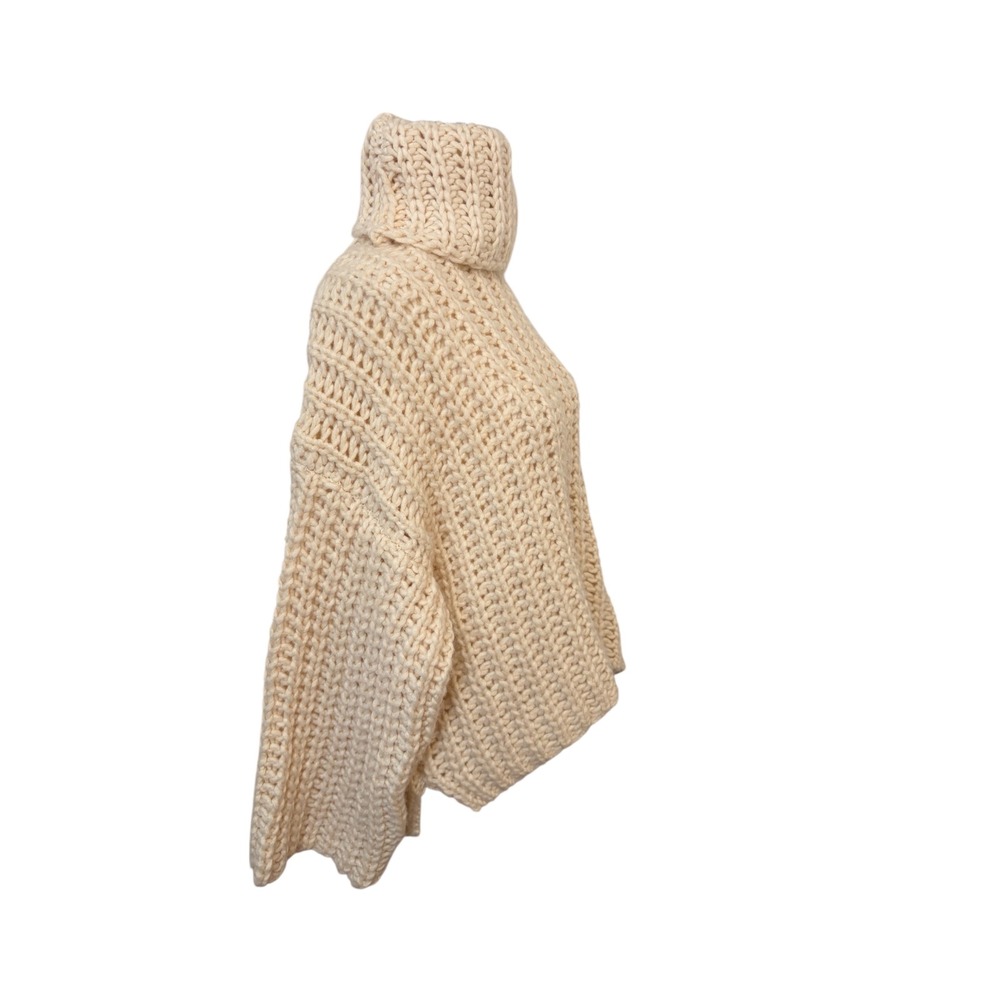 ZARA Chunky Knit‎ Oversized Small Turtleneck Cozy Sweater Cream - Picture 4 of 8